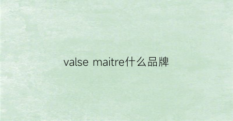 valsemaitre什么品牌(vasloure是什么品牌)